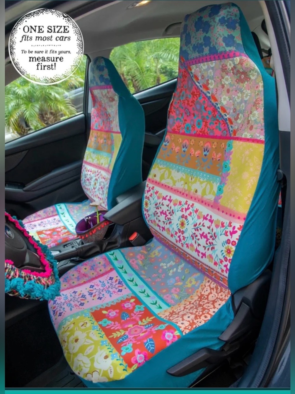 Natural Life Front Car Seat Covers Set of 2 Patchwork Boho New With Tags